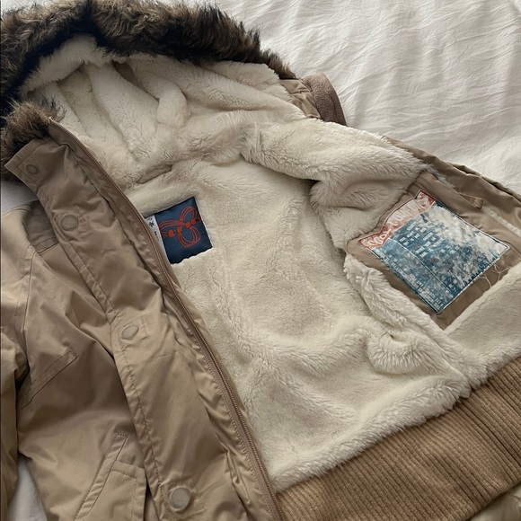 TNA Tan Hooded Jacket with Faux Fur Trim - Picture 2 of 6